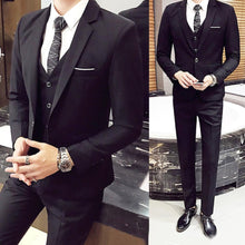 Load image into Gallery viewer, 3Pcs/Set Luxury Mens Suits Set Grey Formal Blazer pants Vest Marriage Tuxedo male Business suit set Terno wedding mens suit slim