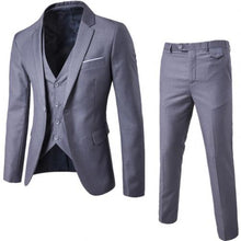 Load image into Gallery viewer, 3Pcs/Set Luxury Mens Suits Set Grey Formal Blazer pants Vest Marriage Tuxedo male Business suit set Terno wedding mens suit slim