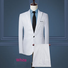 Load image into Gallery viewer, 2019 Business Casual Men&#39;s Suit 2 Piece Set and Single Jacket Slim Straight Cotton Men&#39;s Coats Off-white
