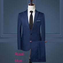 Load image into Gallery viewer, 2019 Business Casual Men&#39;s Suit 2 Piece Set and Single Jacket Slim Straight Cotton Men&#39;s Coats Off-white