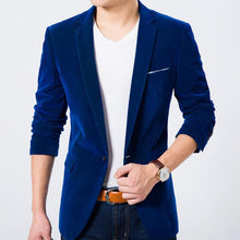 Load image into Gallery viewer, Streetwear Mens Fashion Brand Blazer Velvet British&#39;s Style Casual Slim Fit Suit Jacket Male Blazers Coat Jacket For Man