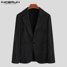 Load image into Gallery viewer, INCERUN Fashion Casual Men Blazers Corduroy Long Sleeve Solid Outerwear Coats Streetwear Business Blazer Suits Jackets Men 2019