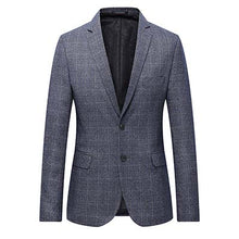 Load image into Gallery viewer, LONMMY Plus size 6XL 7XL Mens blazer jacket Double-button flip-over men suit jacket Plaid Slim fit Blue Navy New 2018 Spring