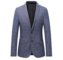 Load image into Gallery viewer, LONMMY Plus size 6XL 7XL Mens blazer jacket Double-button flip-over men suit jacket Plaid Slim fit Blue Navy New 2018 Spring